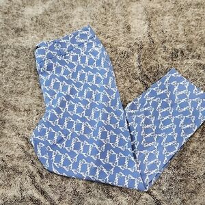 Talbots Blue and White Butterfly Print Pants